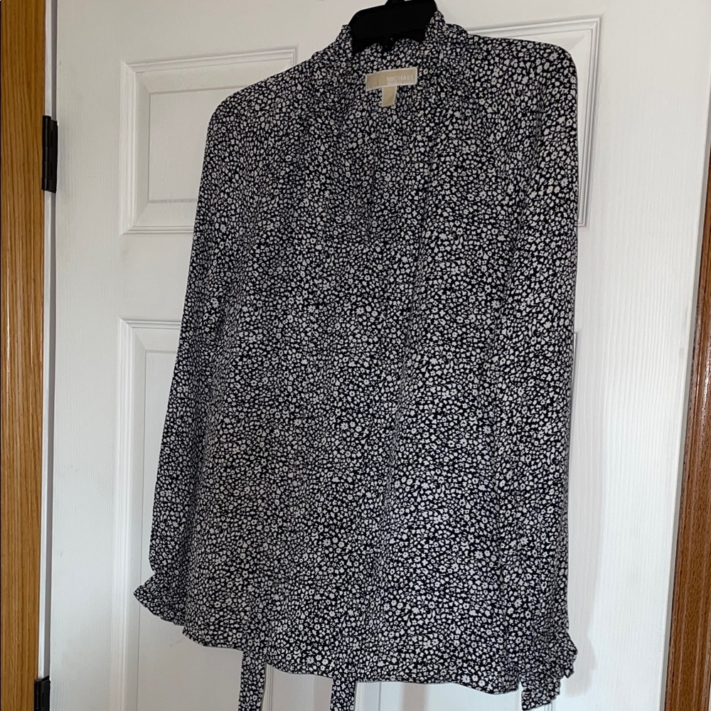 Michael Kors Black and White Patterned Blouse